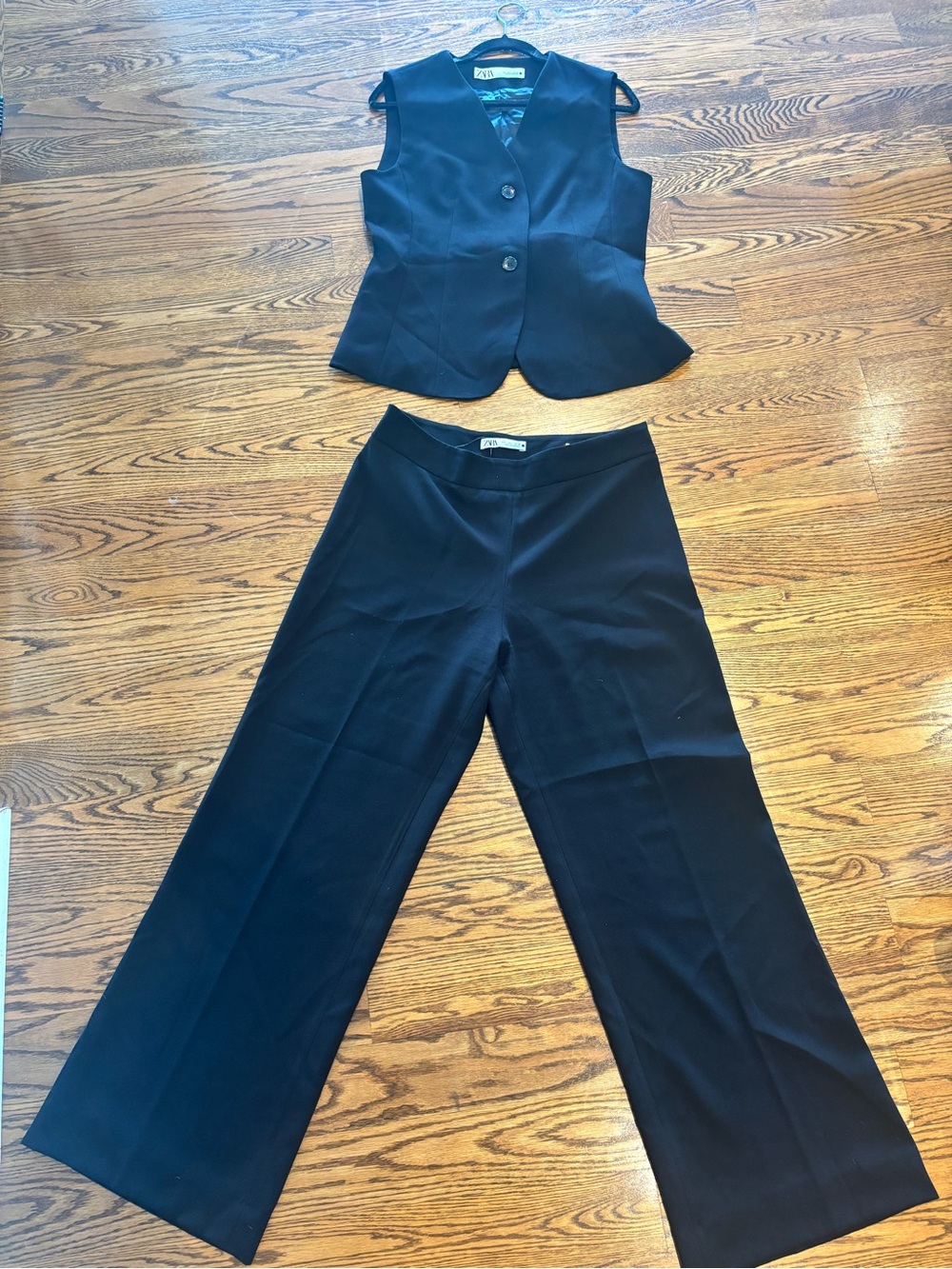 Zara Black Vest and Wide-Leg Trousers set